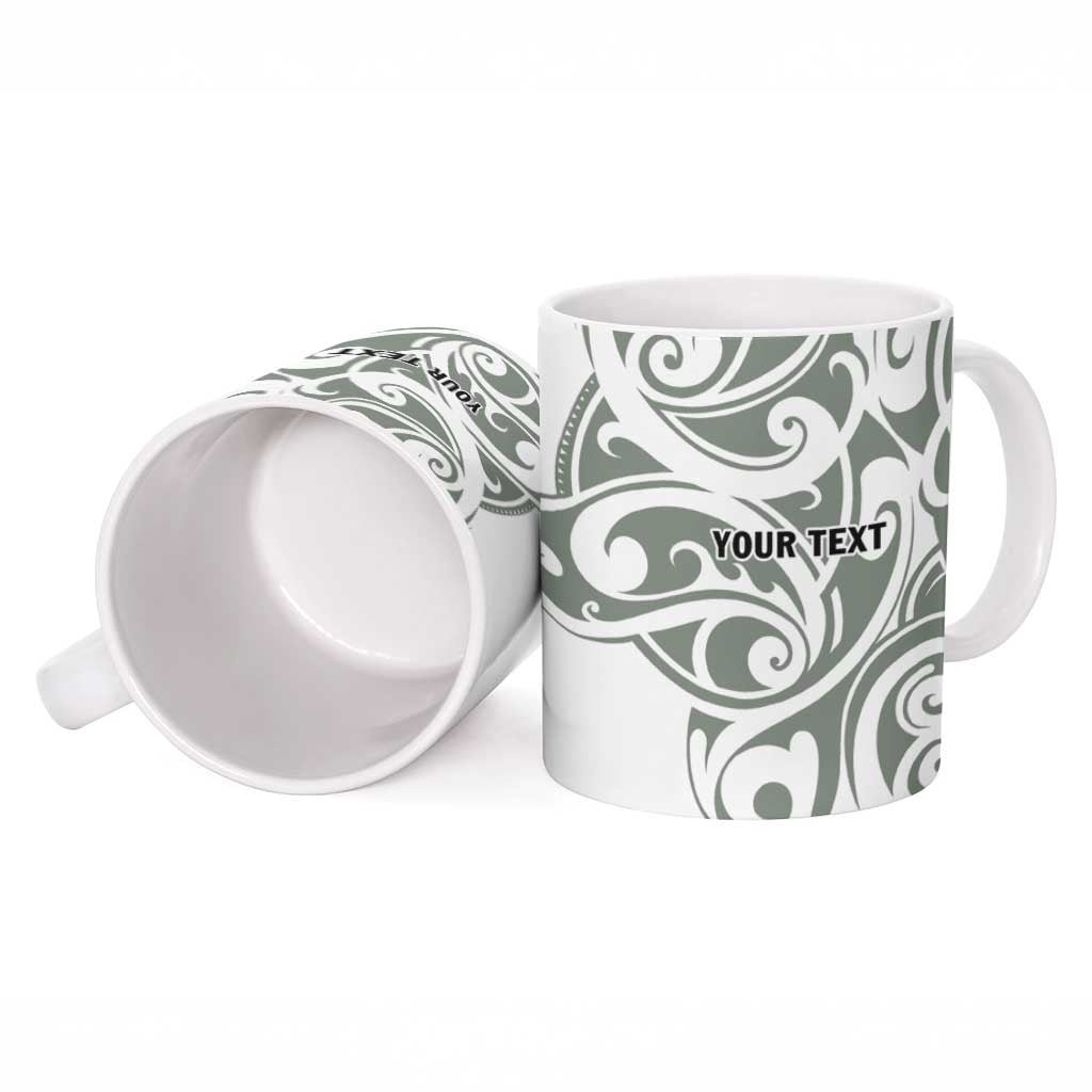 All White Maori Tribal Tattoo Personalised Ceramic Mug Moss Green Polynesian Style LT9 - Polynesian Pride