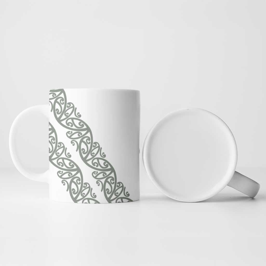 All White Maori Tribal Tattoo Personalised Ceramic Mug Moss Green Polynesian Style LT9 - Polynesian Pride
