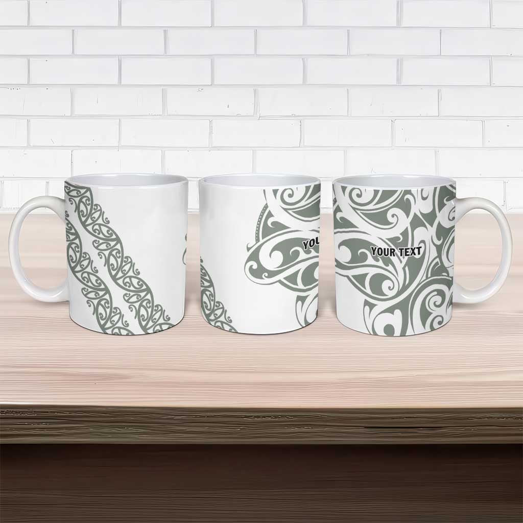 All White Maori Tribal Tattoo Personalised Ceramic Mug Moss Green Polynesian Style LT9 - Polynesian Pride