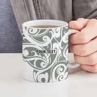 All White Maori Tribal Tattoo Personalised Ceramic Mug Moss Green Polynesian Style LT9 - Polynesian Pride
