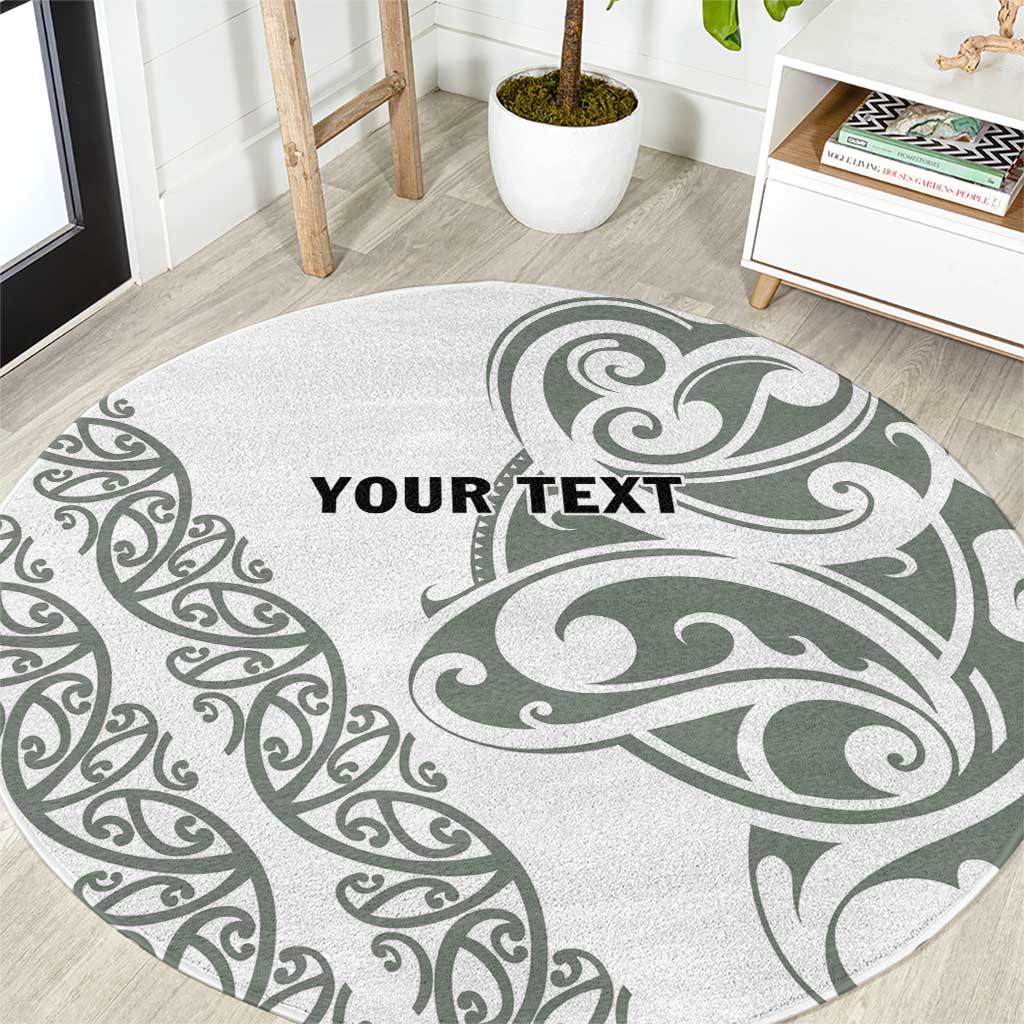 All White Maori Tribal Tattoo Personalised Round Carpet Moss Green Polynesian Style LT9 Green - Polynesian Pride