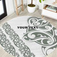 All White Maori Tribal Tattoo Personalised Round Carpet Moss Green Polynesian Style LT9 Green - Polynesian Pride