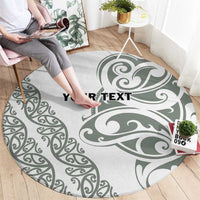 All White Maori Tribal Tattoo Personalised Round Carpet Moss Green Polynesian Style LT9 - Polynesian Pride