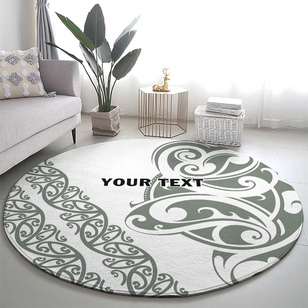 All White Maori Tribal Tattoo Personalised Round Carpet Moss Green Polynesian Style LT9 - Polynesian Pride