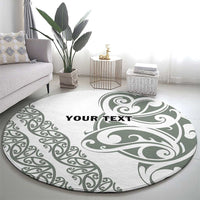 All White Maori Tribal Tattoo Personalised Round Carpet Moss Green Polynesian Style LT9 - Polynesian Pride