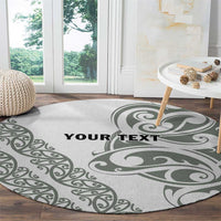 All White Maori Tribal Tattoo Personalised Round Carpet Moss Green Polynesian Style LT9 - Polynesian Pride