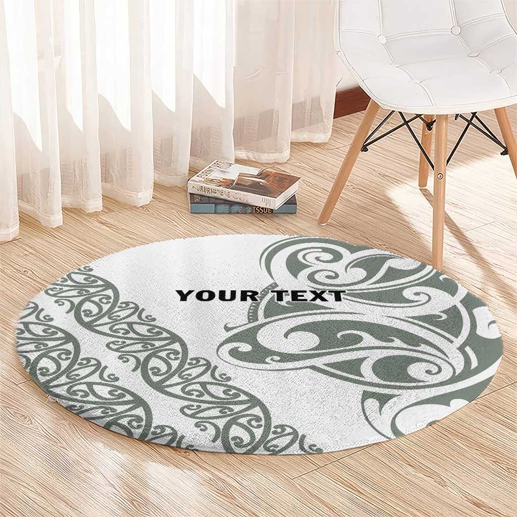 All White Maori Tribal Tattoo Personalised Round Carpet Moss Green Polynesian Style LT9 - Polynesian Pride