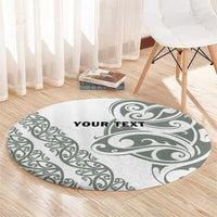 All White Maori Tribal Tattoo Personalised Round Carpet Moss Green Polynesian Style LT9 - Polynesian Pride