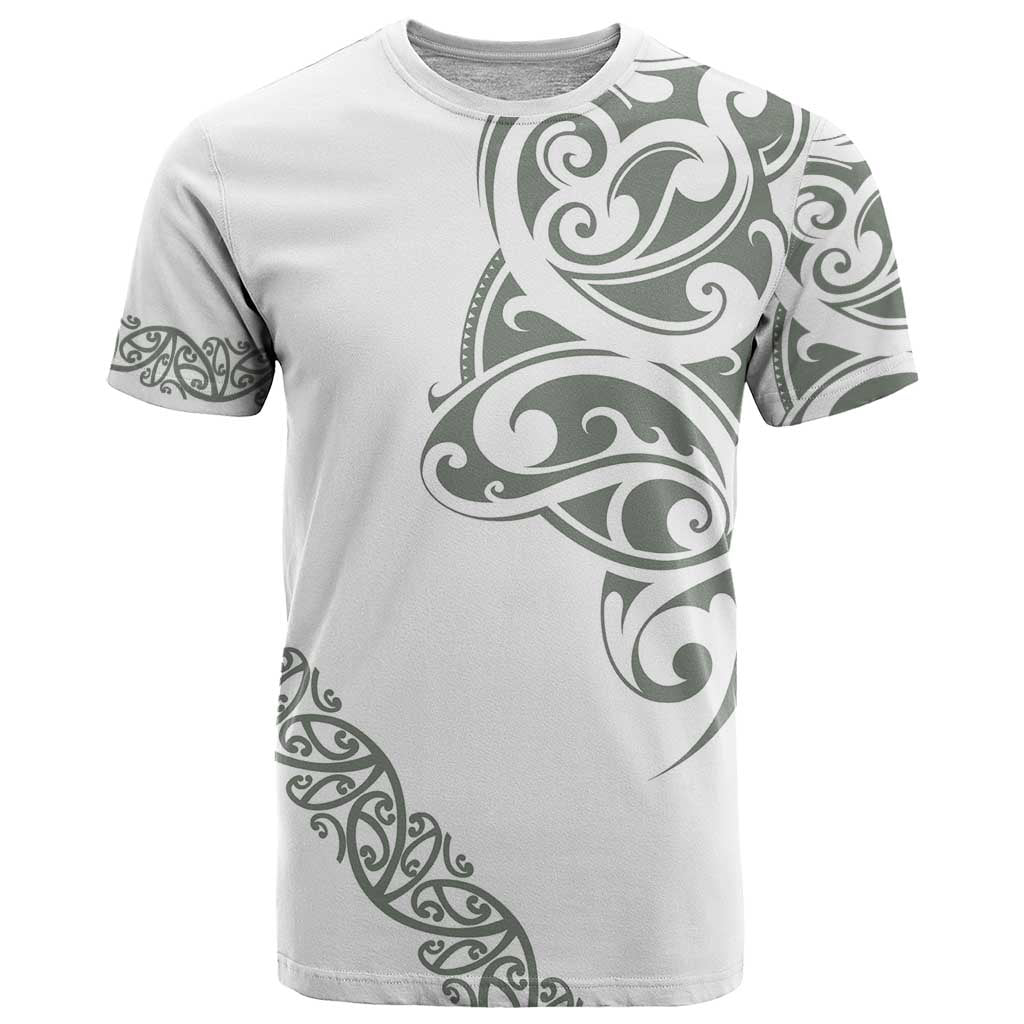 All White Maori Tribal Tattoo Personalised T Shirt Moss Green Polynesian Style LT9 Green - Polynesian Pride