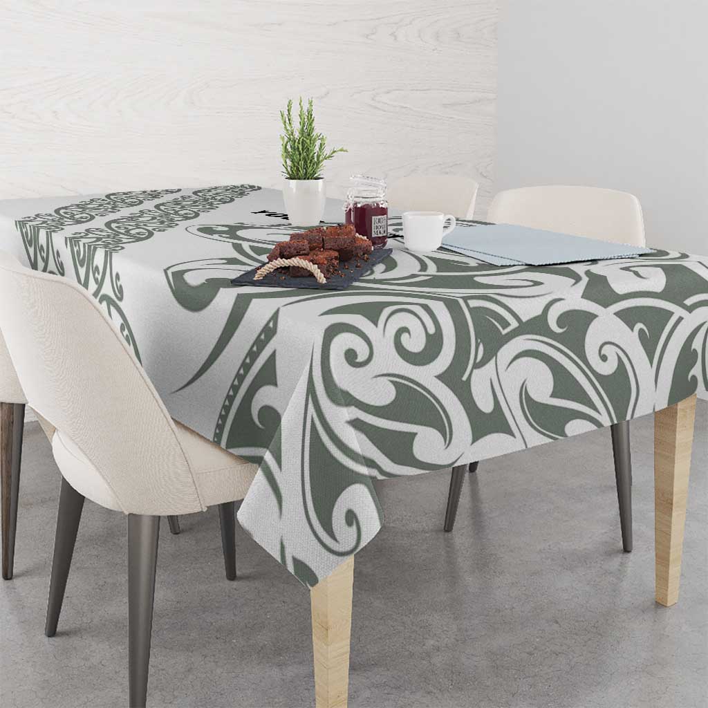 All White Maori Tribal Tattoo Personalised Tablecloth Moss Green Polynesian Style LT9 - Polynesian Pride
