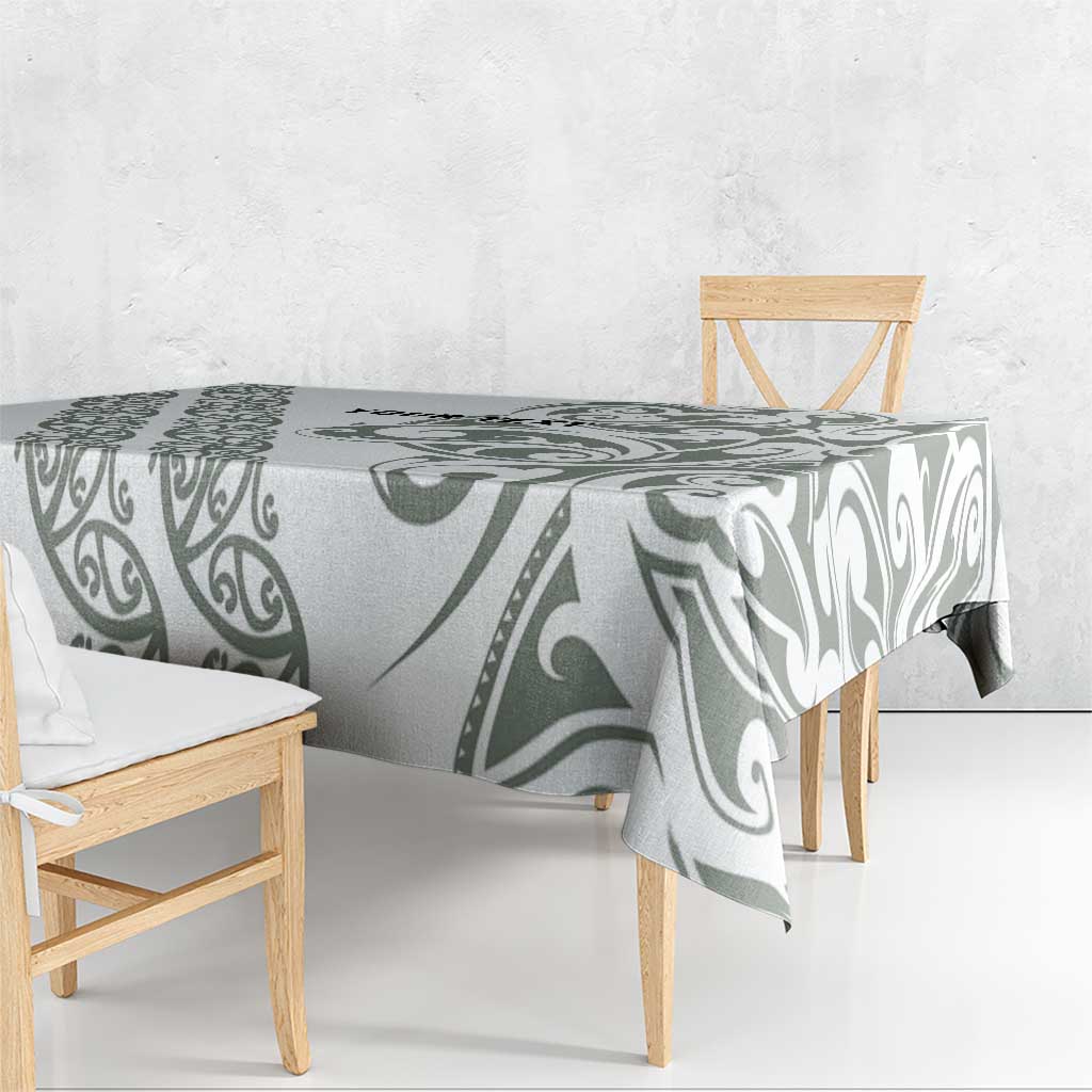 All White Maori Tribal Tattoo Personalised Tablecloth Moss Green Polynesian Style LT9 - Polynesian Pride
