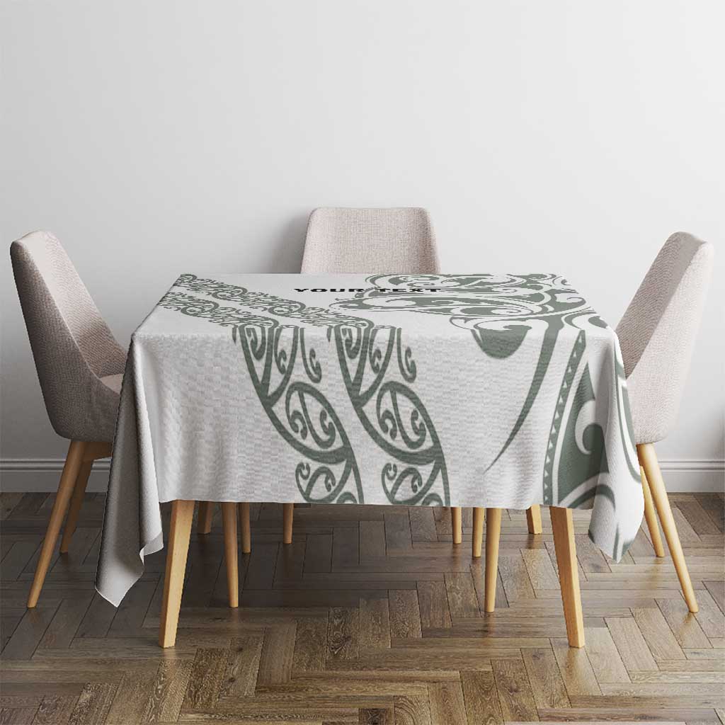 All White Maori Tribal Tattoo Personalised Tablecloth Moss Green Polynesian Style LT9 - Polynesian Pride