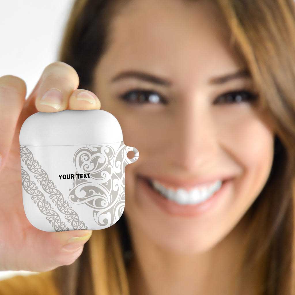 All White Maori Tribal Tattoo Personalised AirPods Case Stone Gray Polynesian Style LT9 Gray - Polynesian Pride