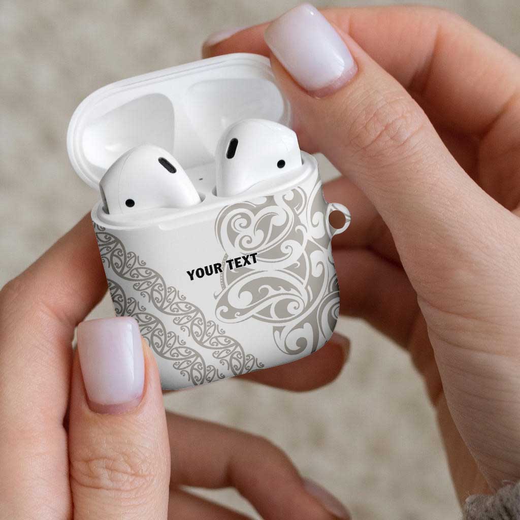 All White Maori Tribal Tattoo Personalised AirPods Case Stone Gray Polynesian Style LT9 - Polynesian Pride