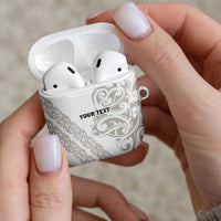 All White Maori Tribal Tattoo Personalised AirPods Case Stone Gray Polynesian Style LT9 - Polynesian Pride