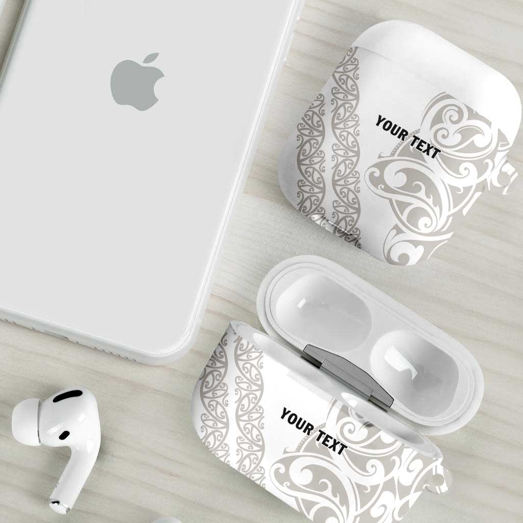 All White Maori Tribal Tattoo Personalised AirPods Case Stone Gray Polynesian Style LT9 - Polynesian Pride
