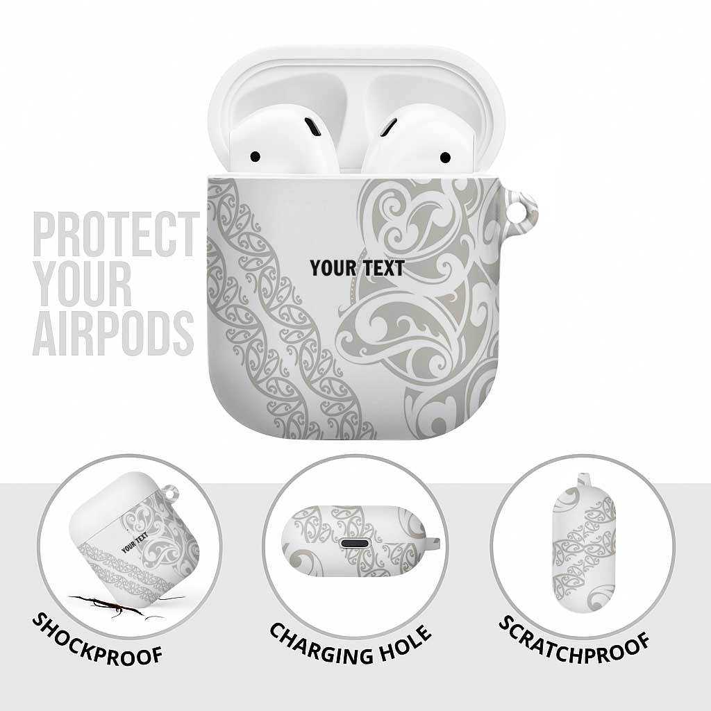 All White Maori Tribal Tattoo Personalised AirPods Case Stone Gray Polynesian Style LT9 - Polynesian Pride