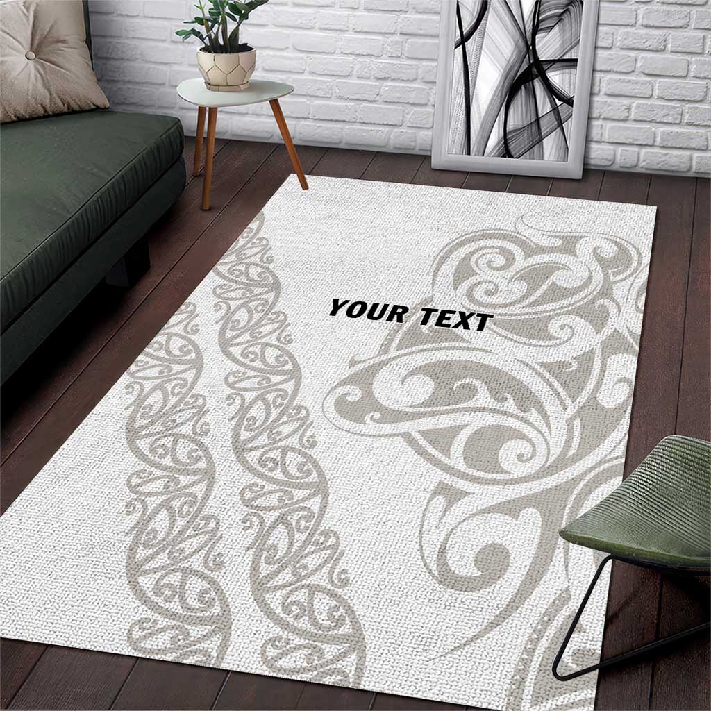 All White Maori Tribal Tattoo Personalised Area Rug Stone Gray Polynesian Style LT9 Gray - Polynesian Pride