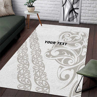 All White Maori Tribal Tattoo Personalised Area Rug Stone Gray Polynesian Style LT9 Gray - Polynesian Pride