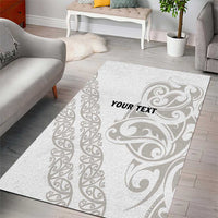 All White Maori Tribal Tattoo Personalised Area Rug Stone Gray Polynesian Style LT9 - Polynesian Pride