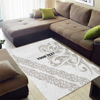 All White Maori Tribal Tattoo Personalised Area Rug Stone Gray Polynesian Style LT9 - Polynesian Pride