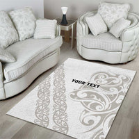 All White Maori Tribal Tattoo Personalised Area Rug Stone Gray Polynesian Style LT9 - Polynesian Pride