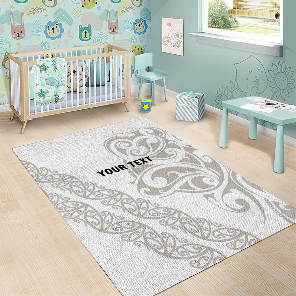 All White Maori Tribal Tattoo Personalised Area Rug Stone Gray Polynesian Style LT9 - Polynesian Pride