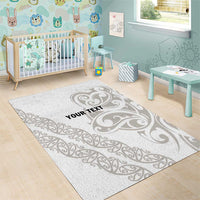 All White Maori Tribal Tattoo Personalised Area Rug Stone Gray Polynesian Style LT9 - Polynesian Pride