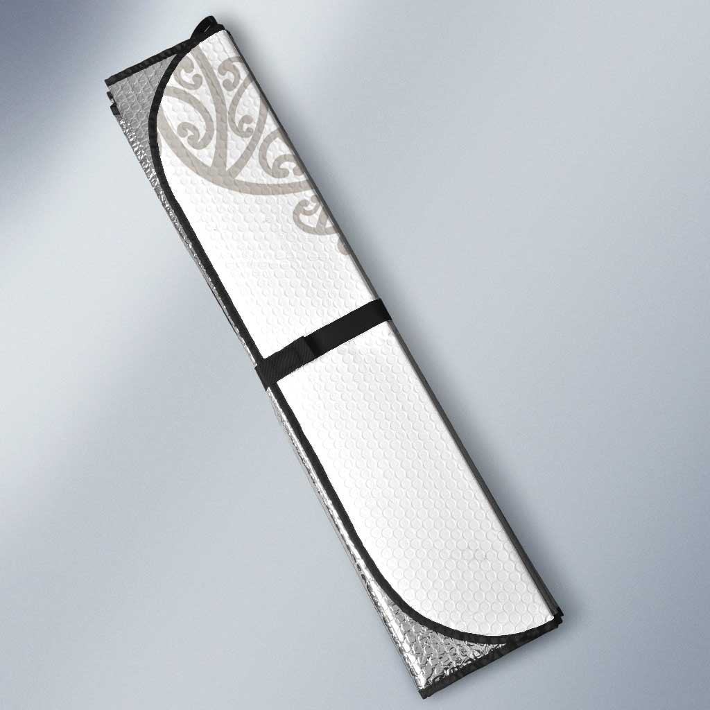 All White Maori Tribal Tattoo Personalised Auto Sun Shade Stone Gray Polynesian Style LT9 - Polynesian Pride