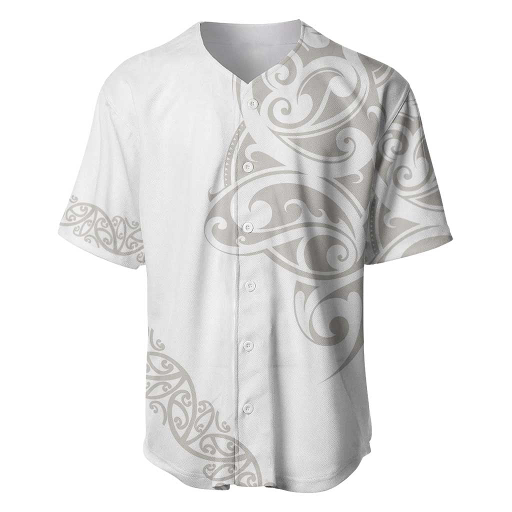 All White Maori Tribal Tattoo Personalised Baseball Jersey Stone Gray Polynesian Style LT9 Gray - Polynesian Pride