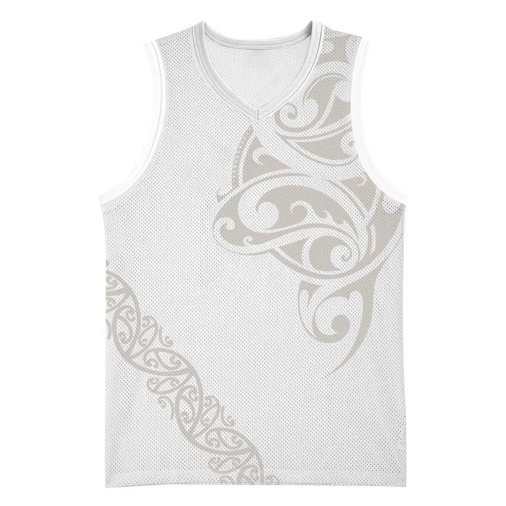 All White Maori Tribal Tattoo Personalised Basketball Jersey Stone Gray Polynesian Style LT9 Unisex Gray - Polynesian Pride