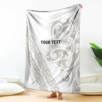 All White Maori Tribal Tattoo Personalised Blanket Stone Gray Polynesian Style LT9 - Polynesian Pride