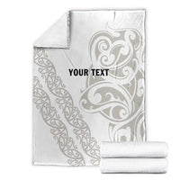 All White Maori Tribal Tattoo Personalised Blanket Stone Gray Polynesian Style LT9 - Polynesian Pride