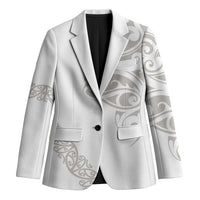 All White Maori Tribal Tattoo Personalised Blazer Stone Gray Polynesian Style LT9 Unisex Gray - Polynesian Pride