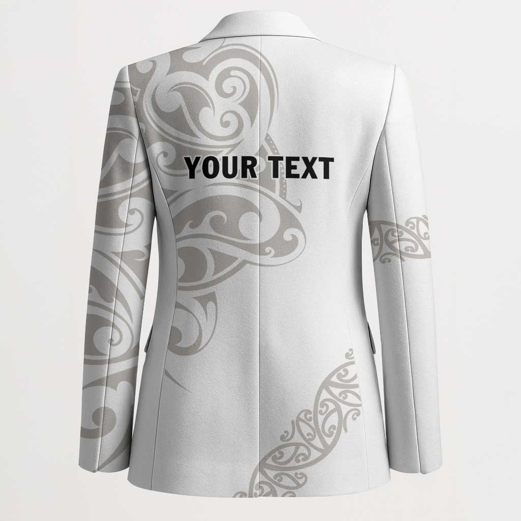 All White Maori Tribal Tattoo Personalised Blazer Stone Gray Polynesian Style LT9 - Polynesian Pride