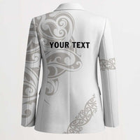 All White Maori Tribal Tattoo Personalised Blazer Stone Gray Polynesian Style LT9 - Polynesian Pride