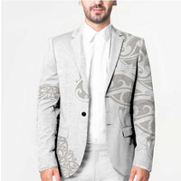 All White Maori Tribal Tattoo Personalised Blazer Stone Gray Polynesian Style LT9 - Polynesian Pride