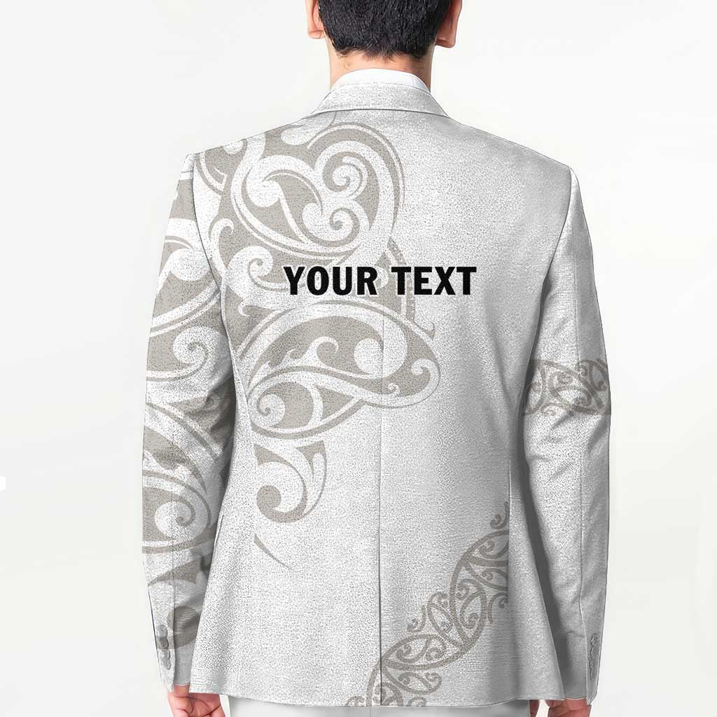 All White Maori Tribal Tattoo Personalised Blazer Stone Gray Polynesian Style LT9 - Polynesian Pride
