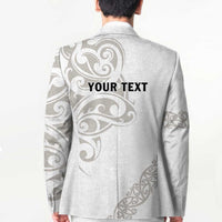 All White Maori Tribal Tattoo Personalised Blazer Stone Gray Polynesian Style LT9 - Polynesian Pride