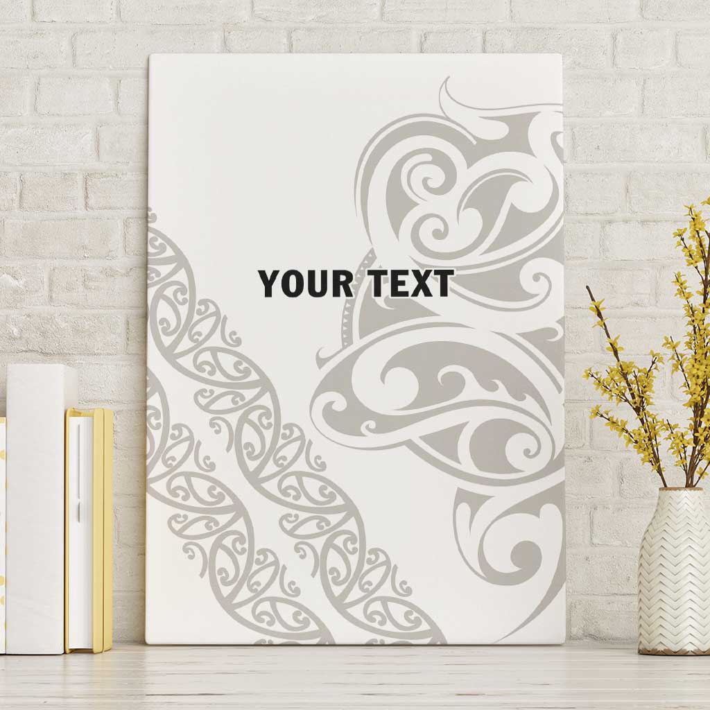 All White Maori Tribal Tattoo Personalised Canvas Wall Art Stone Gray Polynesian Style LT9 Without Frame Gray - Polynesian Pride