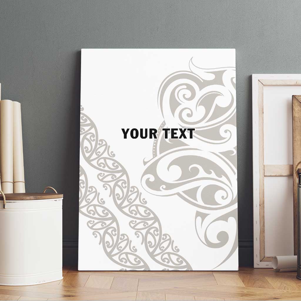 All White Maori Tribal Tattoo Personalised Canvas Wall Art Stone Gray Polynesian Style LT9 - Polynesian Pride
