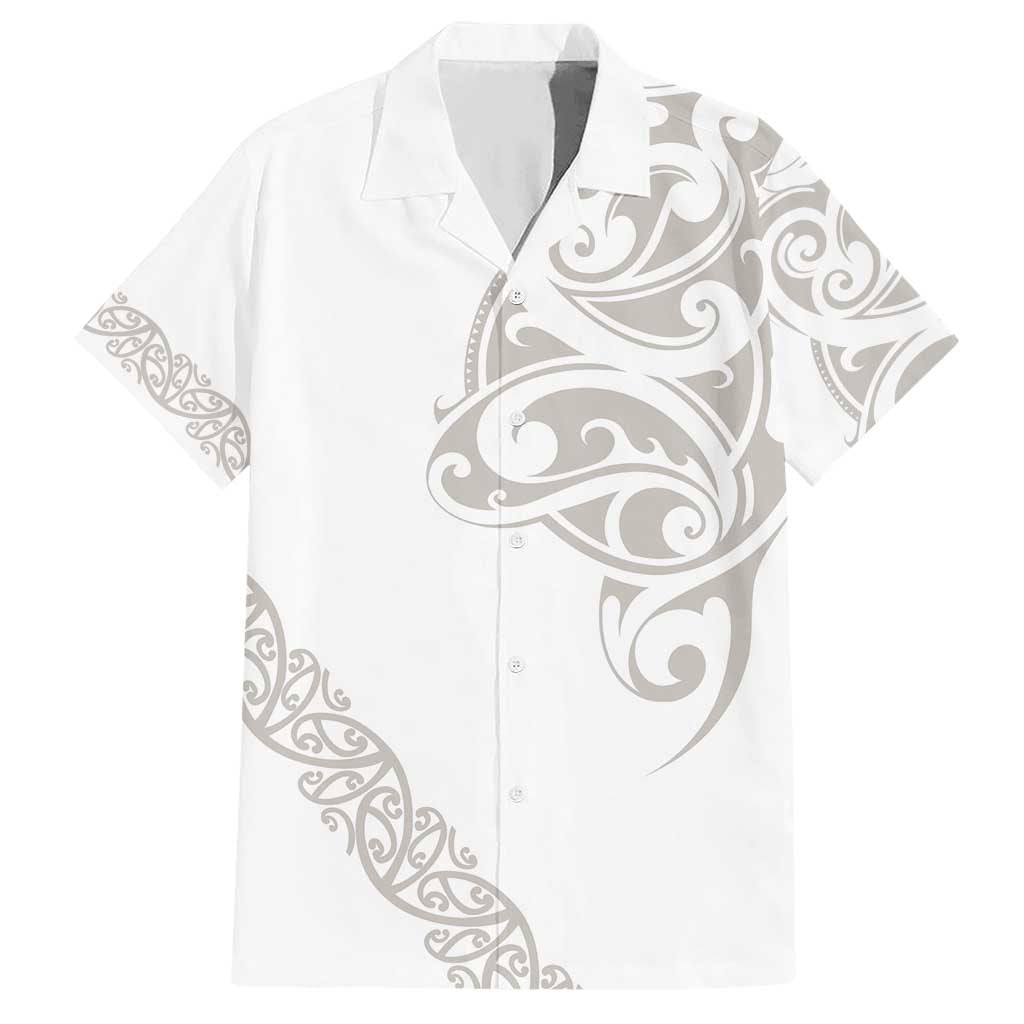 All White Maori Tribal Tattoo Personalised Hawaiian Shirt Stone Gray Polynesian Style LT9 Gray - Polynesian Pride