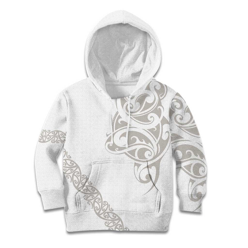 All White Maori Tribal Tattoo Personalised Kid Hoodie Stone Gray Polynesian Style LT9 Hoodie Gray - Polynesian Pride
