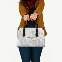 All White Maori Tribal Tattoo Personalised Leather Bag Stone Gray Polynesian Style LT9 Gray - Polynesian Pride