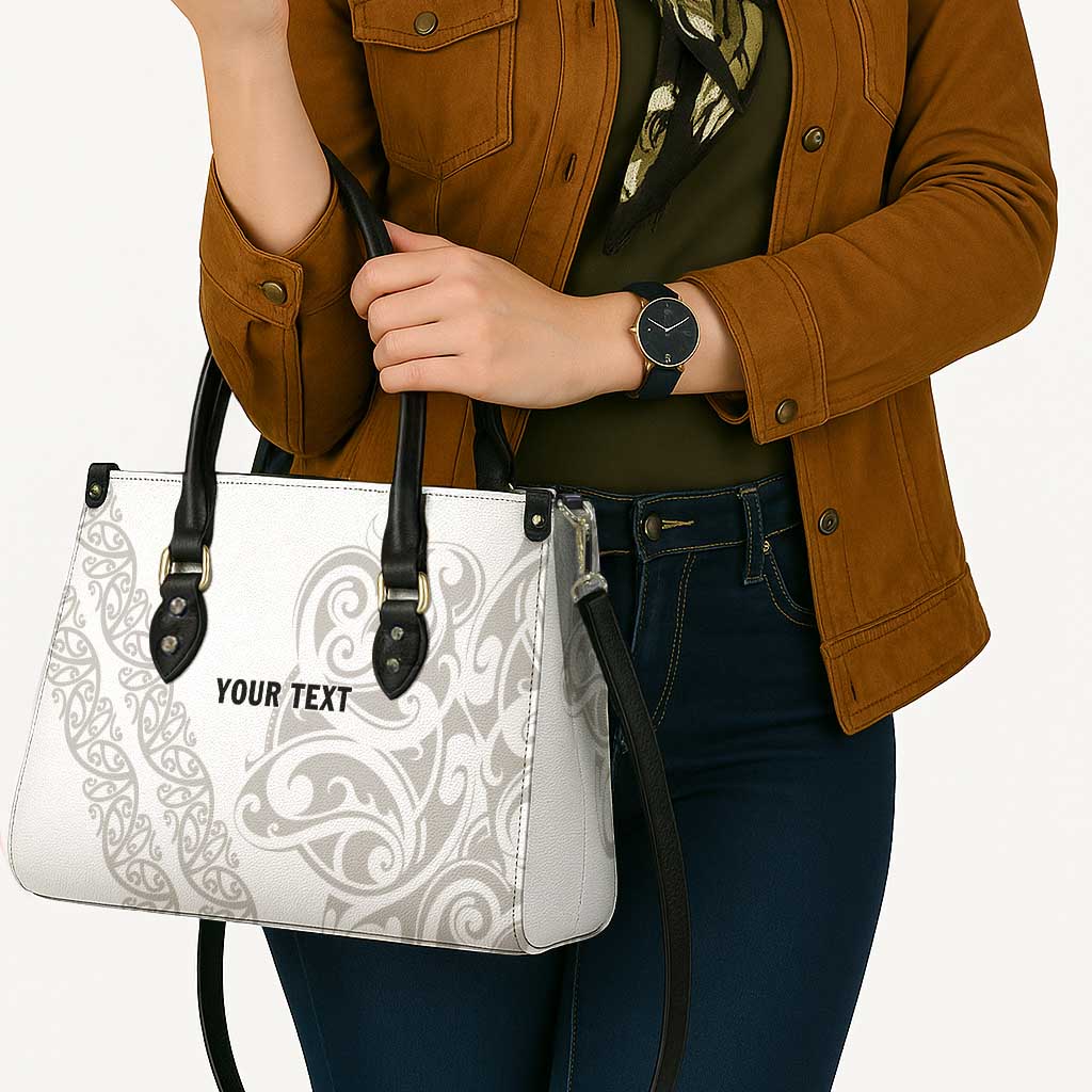 All White Maori Tribal Tattoo Personalised Leather Bag Stone Gray Polynesian Style LT9 - Polynesian Pride
