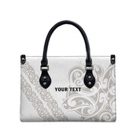 All White Maori Tribal Tattoo Personalised Leather Bag Stone Gray Polynesian Style LT9 - Polynesian Pride