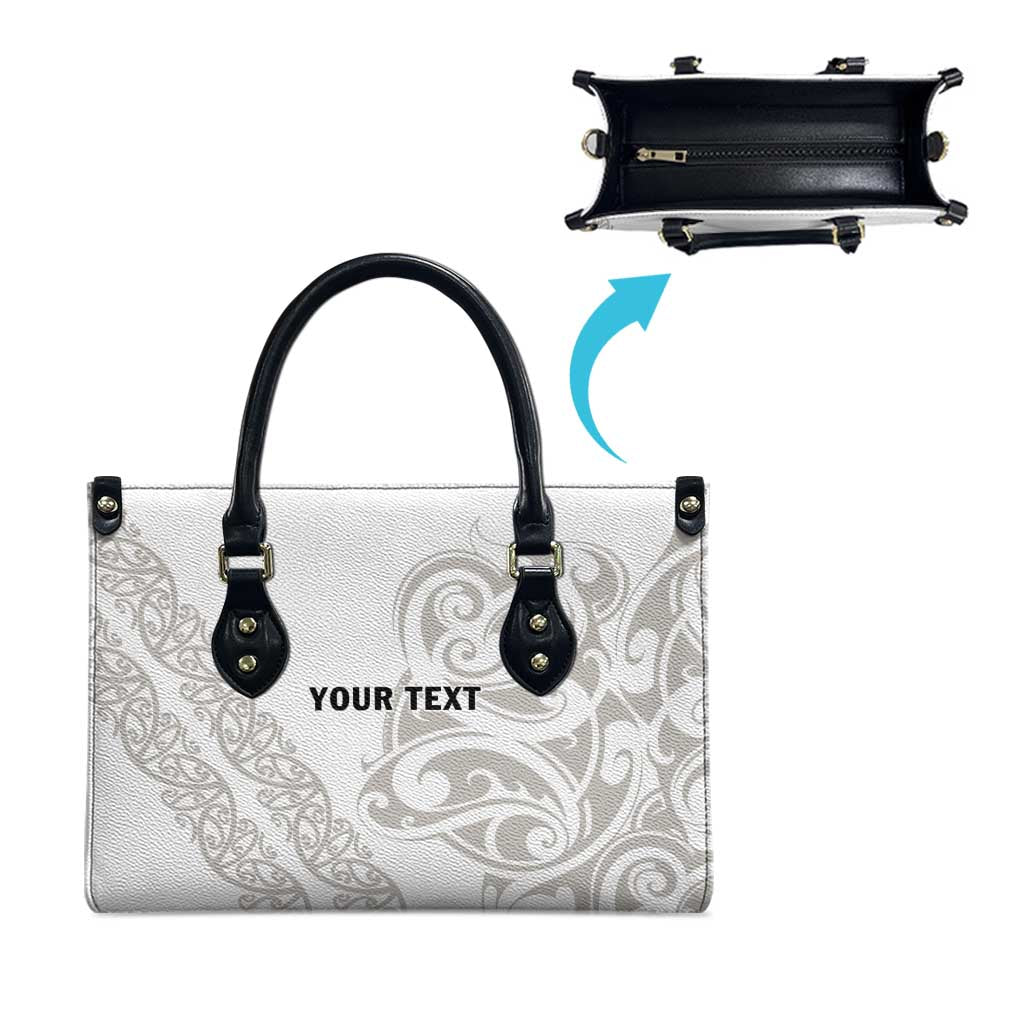 All White Maori Tribal Tattoo Personalised Leather Bag Stone Gray Polynesian Style LT9 - Polynesian Pride