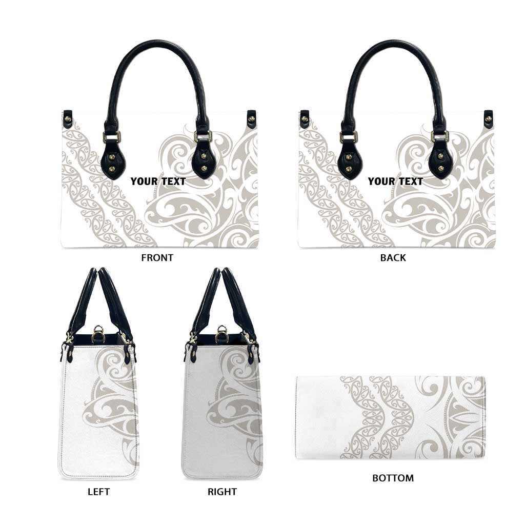 All White Maori Tribal Tattoo Personalised Leather Bag Stone Gray Polynesian Style LT9 - Polynesian Pride