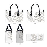 All White Maori Tribal Tattoo Personalised Leather Bag Stone Gray Polynesian Style LT9 - Polynesian Pride