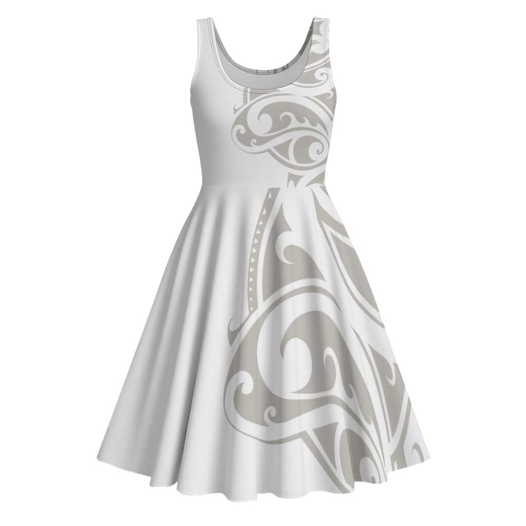 All White Maori Tribal Tattoo Personalised Midi Dress Stone Gray Polynesian Style LT9 Gray - Polynesian Pride